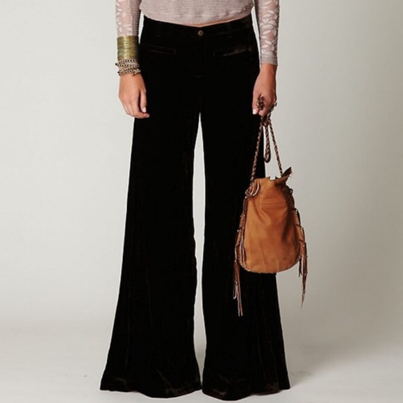 free people wide leg velvet pants 